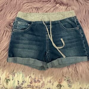 Girls Justice Blue Jean Shorts with Gray Waistband